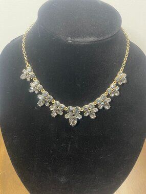 J Crew Necklace - Gray Rhinestone - Statement Jewelry - Business Casual